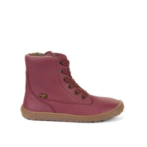 FRODDO VYŠŠÍ KOŽENÉ ZIMNÍ TEX LACES Bordeaux | Dámská zimní zateplené barefoot boty - 40