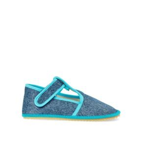 BEDA PAPUČE BF 060010/W/02 SLIM Denim Tyrkys | Dětské barefoot přezůvky - 36