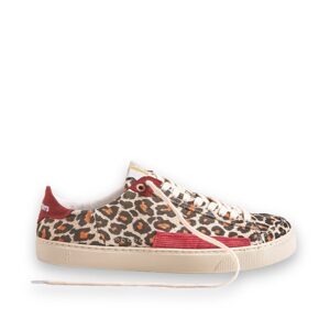 FLEETERS Peach Leopard & Borgona | Dámské barefoot tenisky - 40