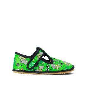 BEDA PAPUČE BF 060010/W DINOBALL Green – Široké | Dětské barefoot přezůvky - 36