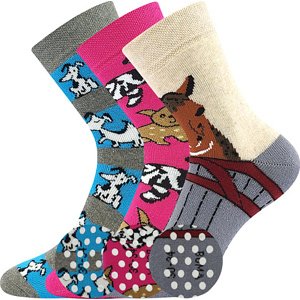 Boma® 3PACK Ponožky Boma Sibiř dětská 07 ABS - mix B - holka Velikost: 35-38 (23-25)