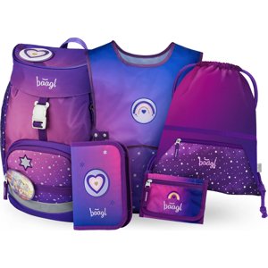 BAAGL SET 5 AIRY Koně srdce: batoh, penál, sáček, zástěra, peněženka