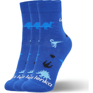 BeLenka Dětské barefootové ponožky Be Lenka Kids - Crew - Dino - Royal Blue - 3 pack Velikost: 31-34